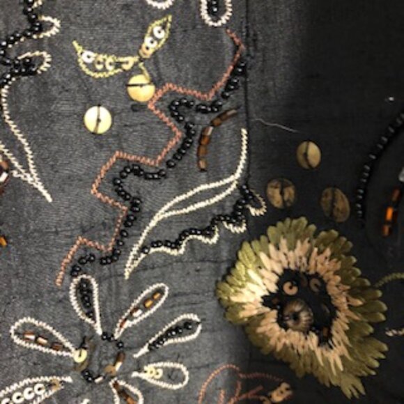 Laura Ashley Beaded Embroidered Silk Blend Jacket Petite Medium Black - Picture 6 of 11